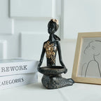 Black Figure Tabletop Statue - African Design, lifestyle image - House Of Avana