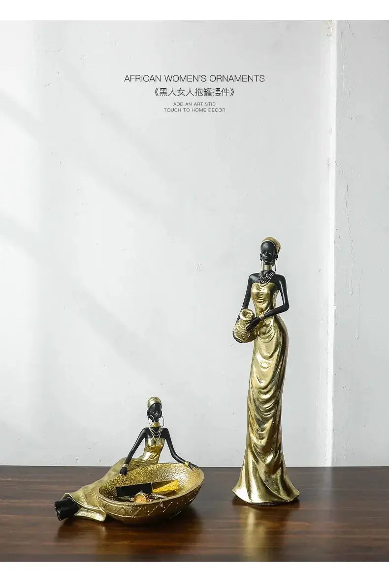 African Figurine - Golden Sculpture Storage, texture detail - House Of Avana [[SKU:HOA-SCU-456]]