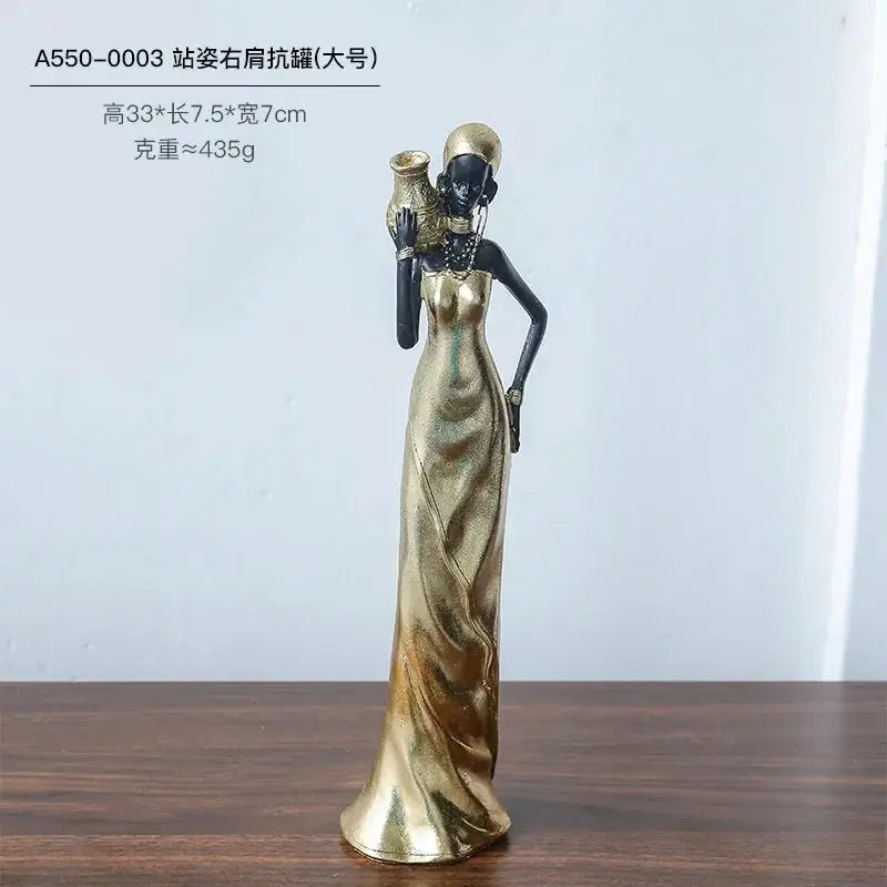 African Figurine - Golden Sculpture Storage, alternate view - House Of Avana