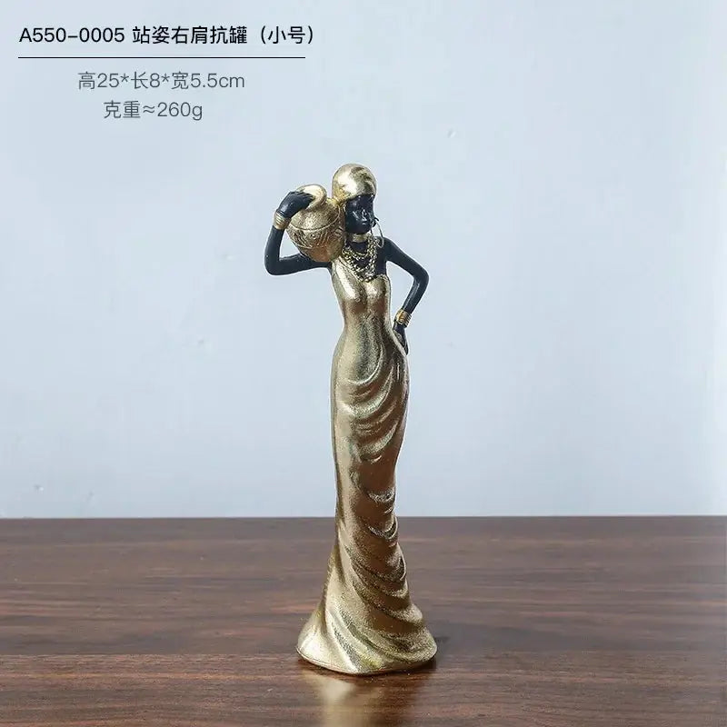 African Figurine - Golden Sculpture Storage, alternate view - House Of Avana