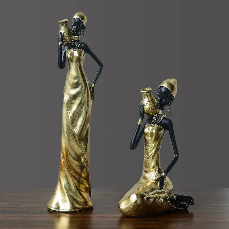 African Figurine - Golden Sculpture Storage, detail shot - House Of Avana