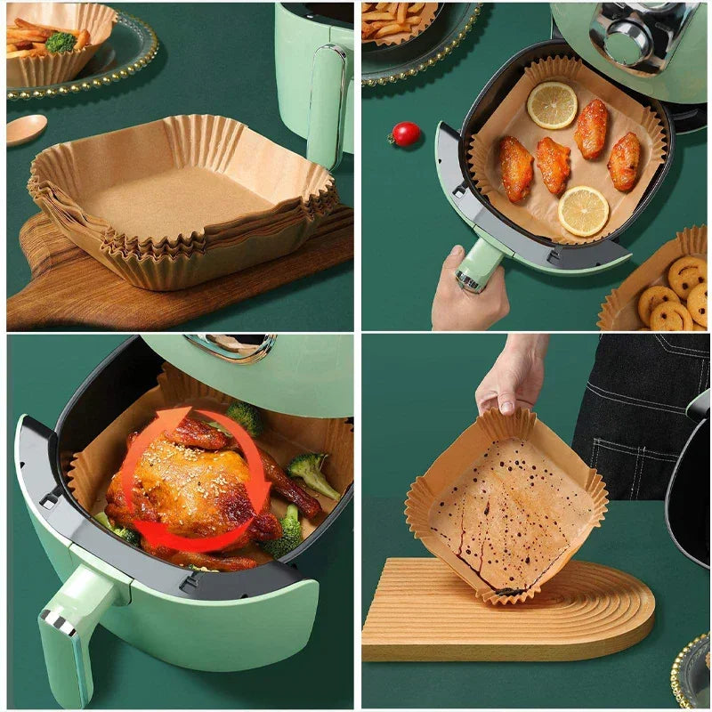 Air Fryer Liners - Non-stick Parchment Paper Square, close-up view - House Of Avana