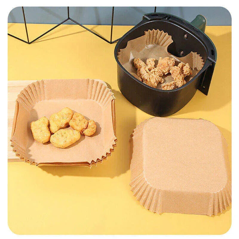 Air Fryer Liners - Non-stick Parchment Paper Square, angled view - House Of Avana