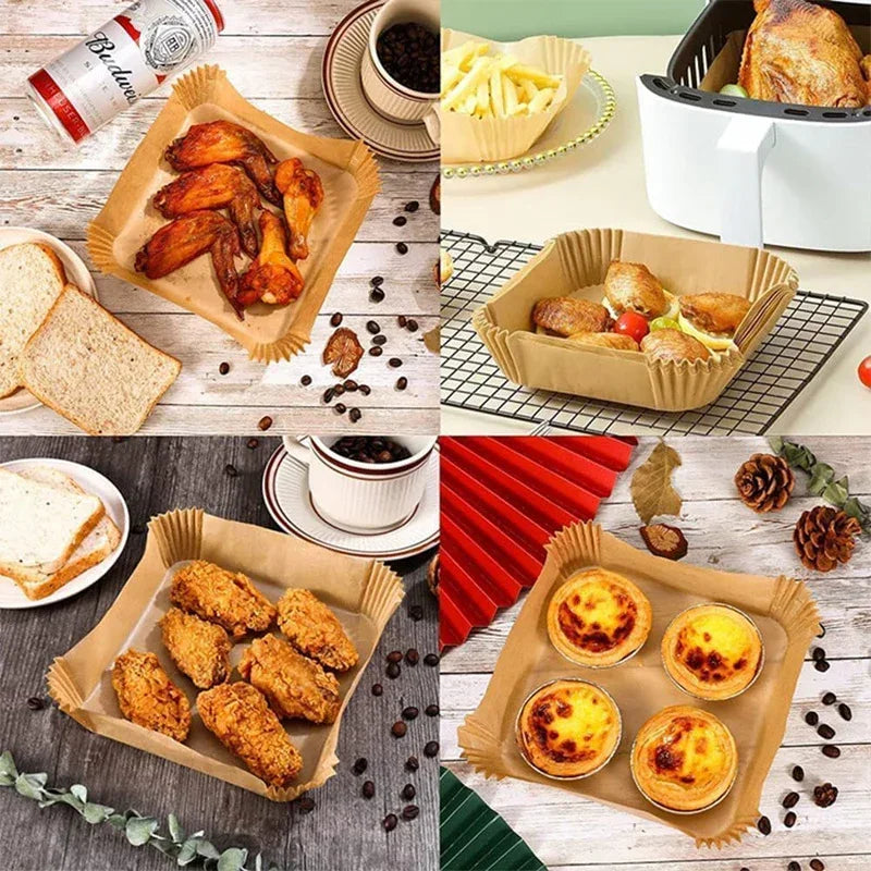 Air Fryer Liners - Non-stick Parchment Square, dimensions view - House Of Avana