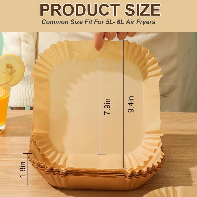 Air Fryer Liners - Non-stick Parchment Square, in-use display - House Of Avana
