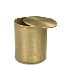 Alevi Drum Gold Iron End Table, back view - House Of Avana