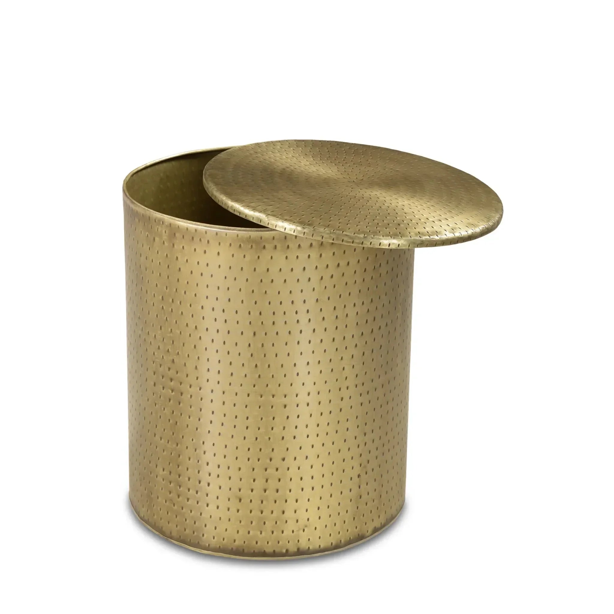 Alevi Drum Gold Iron End Table, back view - House Of Avana