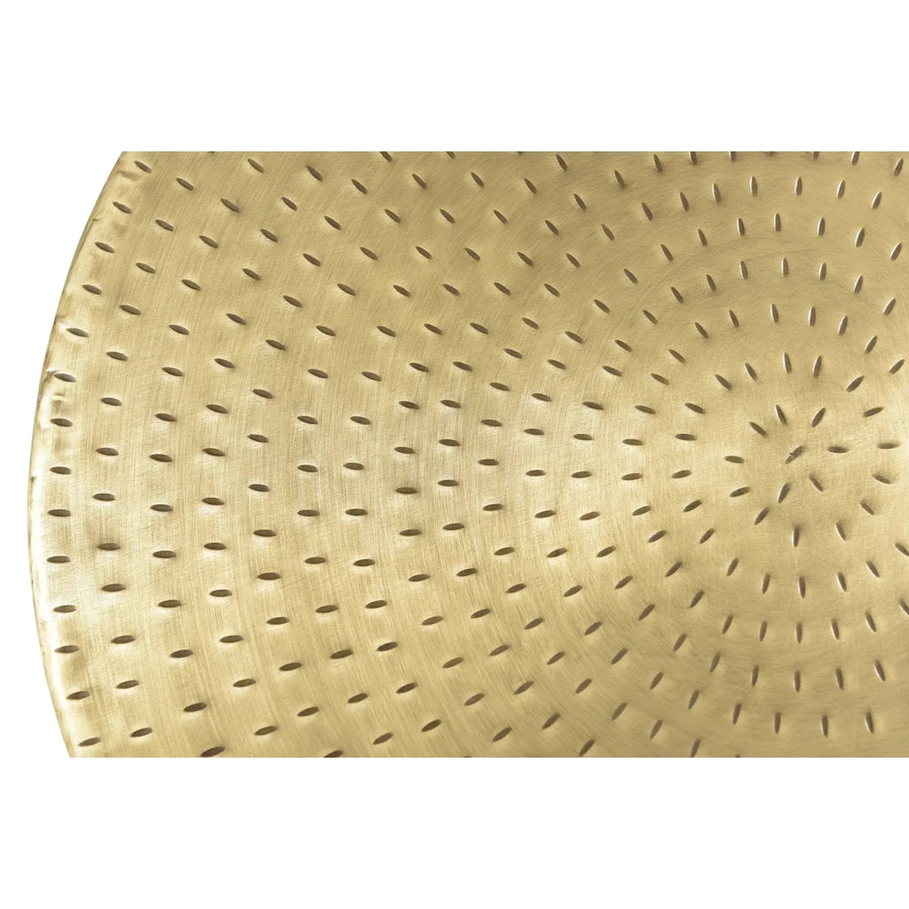 Alevi Drum Gold Iron End Table, side view - House Of Avana