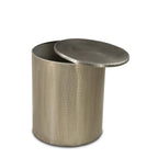 Alevi Drum Silver Iron End Table, back view - House Of Avana
