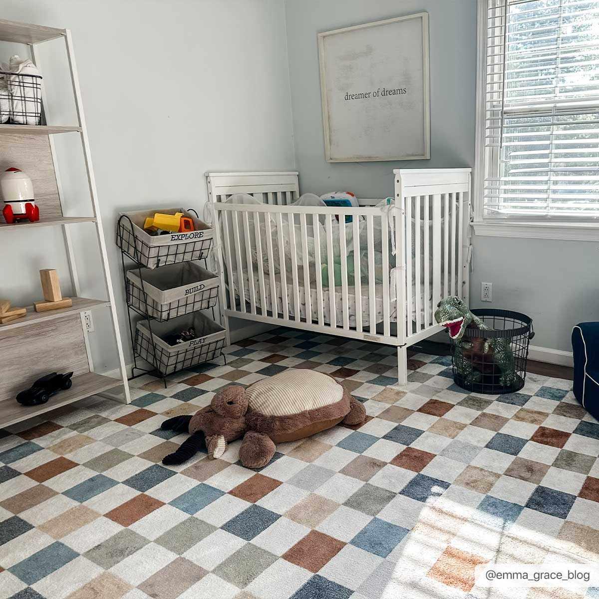 Alie Colorful Checkered Washable Rug Hauteloom