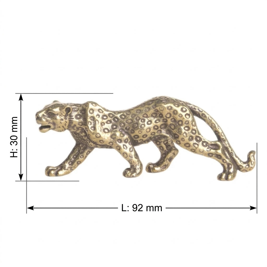 Mini Brass Leopard Figurine, Vintage Style
