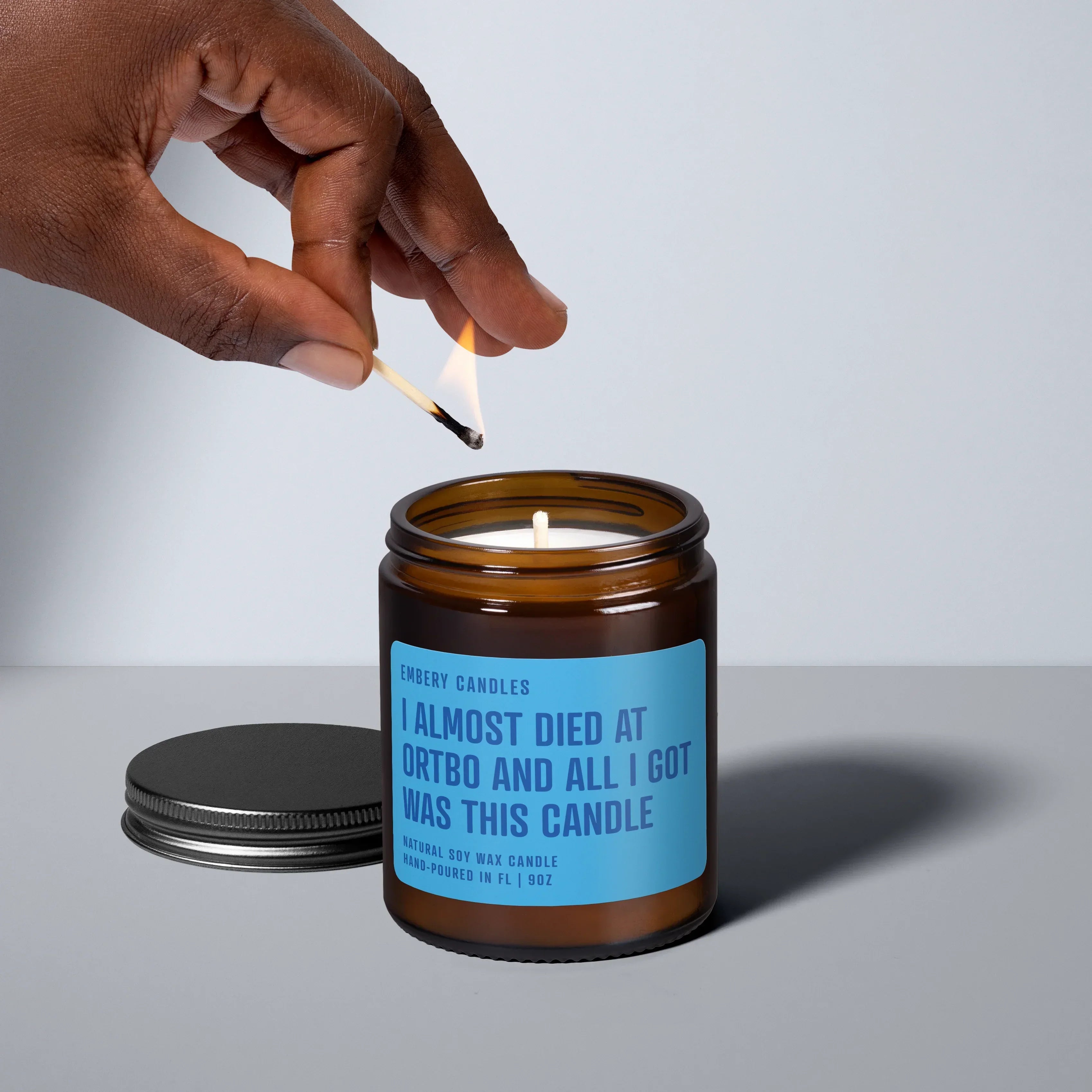 Almost Died at Ortbo | Soy Wax Scented Candle, back view - House Of Avana