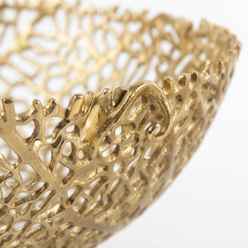 Aluminum Gold Finish Metal Fruit Basket
