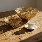 Aluminum Gold Finish Metal Fruit Basket