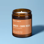 Amber + Dark Musk | Soy Wax Scented Candle, front view - House Of Avana