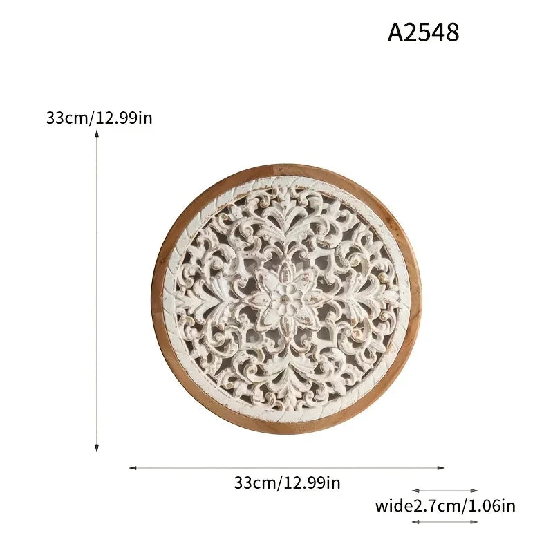 American Style Countryside Retro Carved Flower Design Wall Hanging for Homestay Entrance Living Room... - House Of Avana