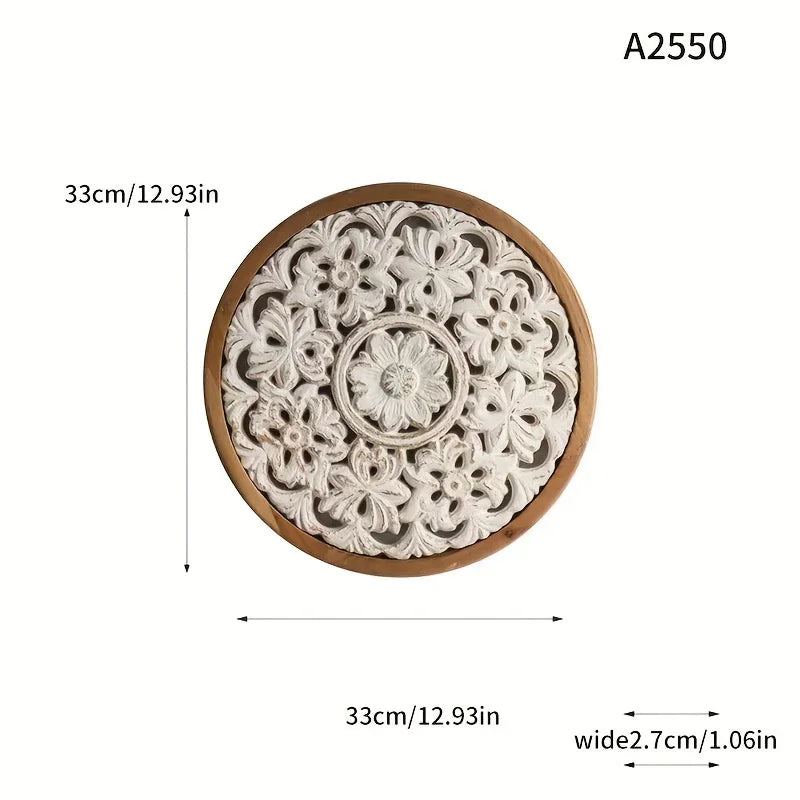 American Style Countryside Retro Carved Flower Design Wall Hanging for Homestay Entrance Living Room... - House Of Avana