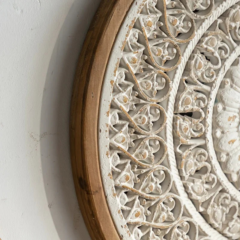 American Style Countryside Retro Carved Flower Design Wall Hanging for Homestay Entrance Living Room... - House Of Avana