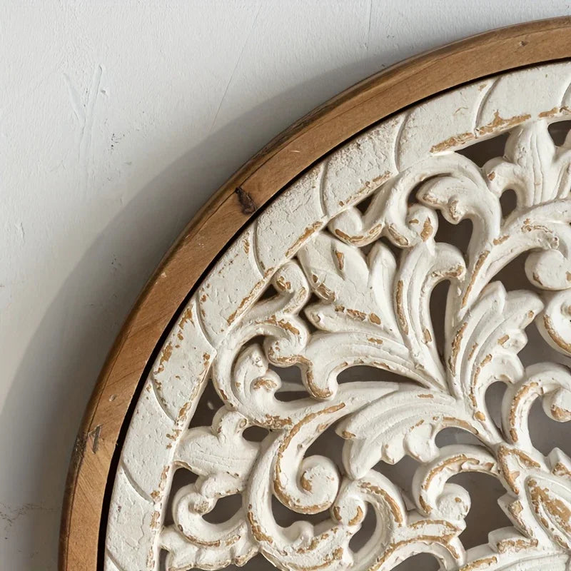 American Style Countryside Retro Carved Flower Design Wall Hanging for Homestay Entrance Living Room... - House Of Avana