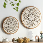 American Style Countryside Retro Carved Flower Design Wall Hanging for Homestay Entrance Living Room... - House Of Avana