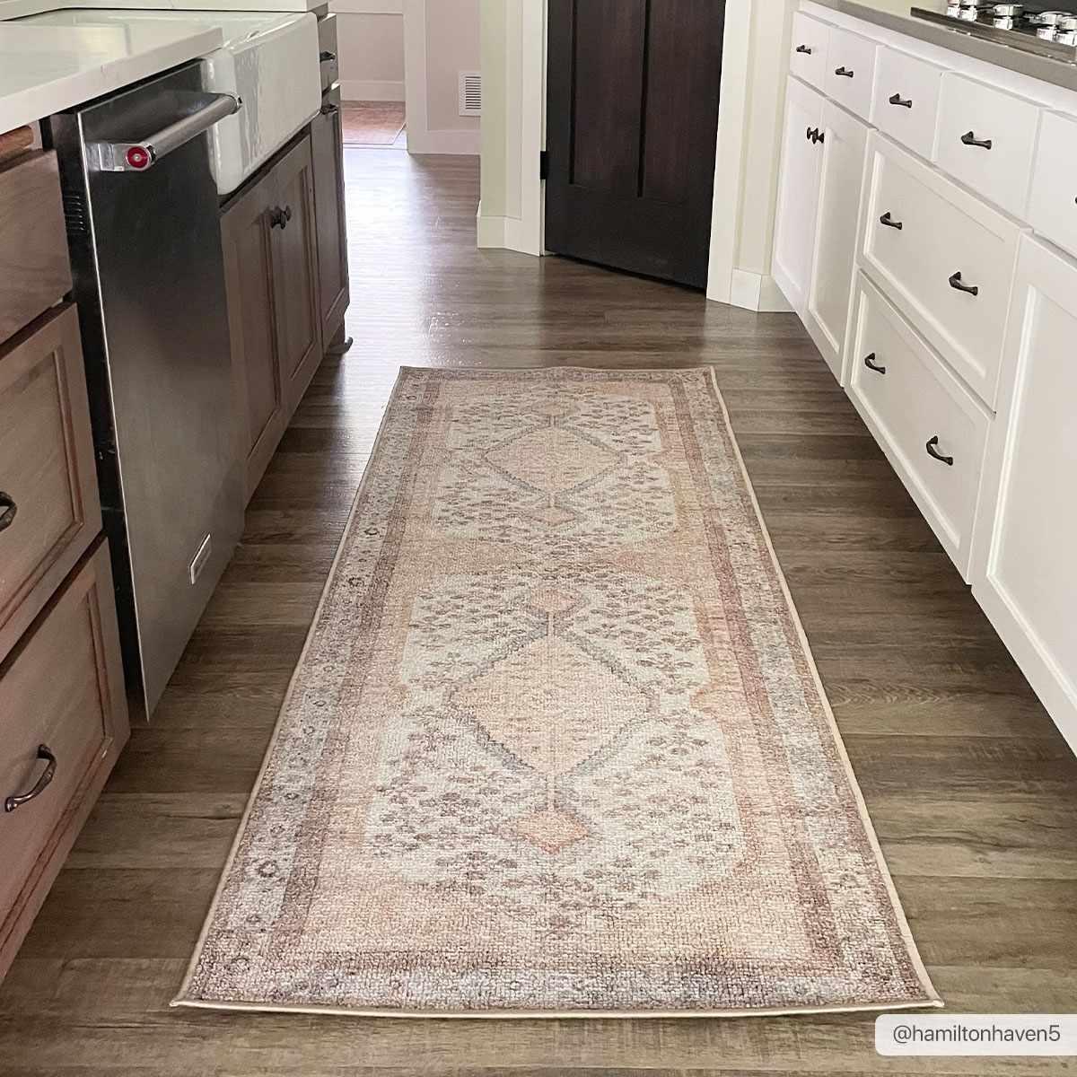 Analu Peach Washable Area Rug Hauteloom
