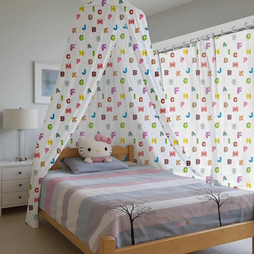 Animal-Alphabet Printed Canopy PushpLinen