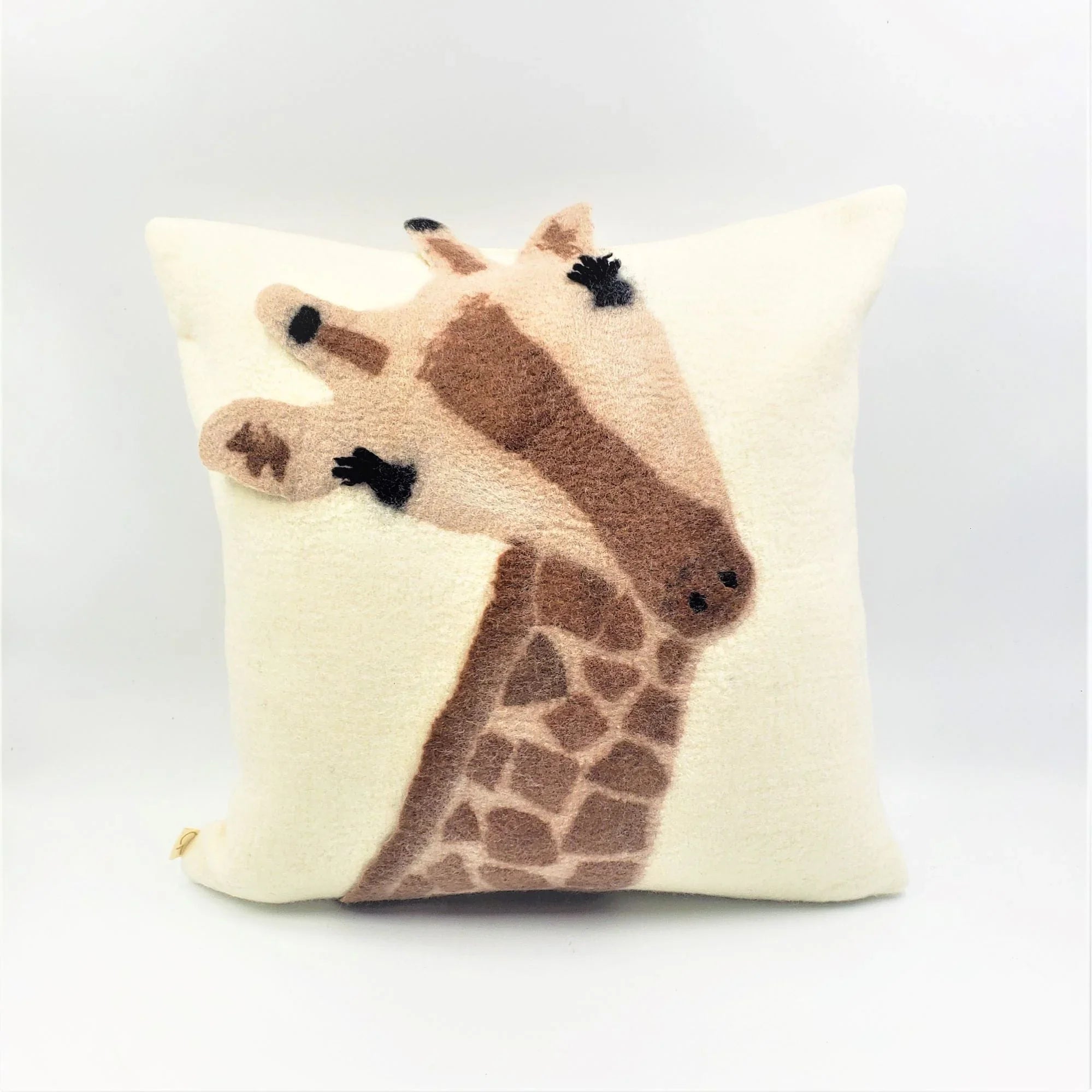 Animal Jungle Giraffe Wool Throw Pillow, side view - House Of Avana