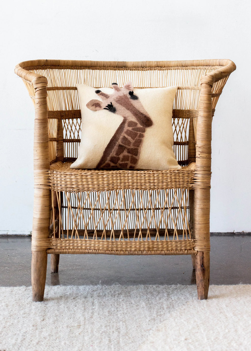 Animal Jungle Giraffe Wool Throw Pillow, front view - House Of Avana
