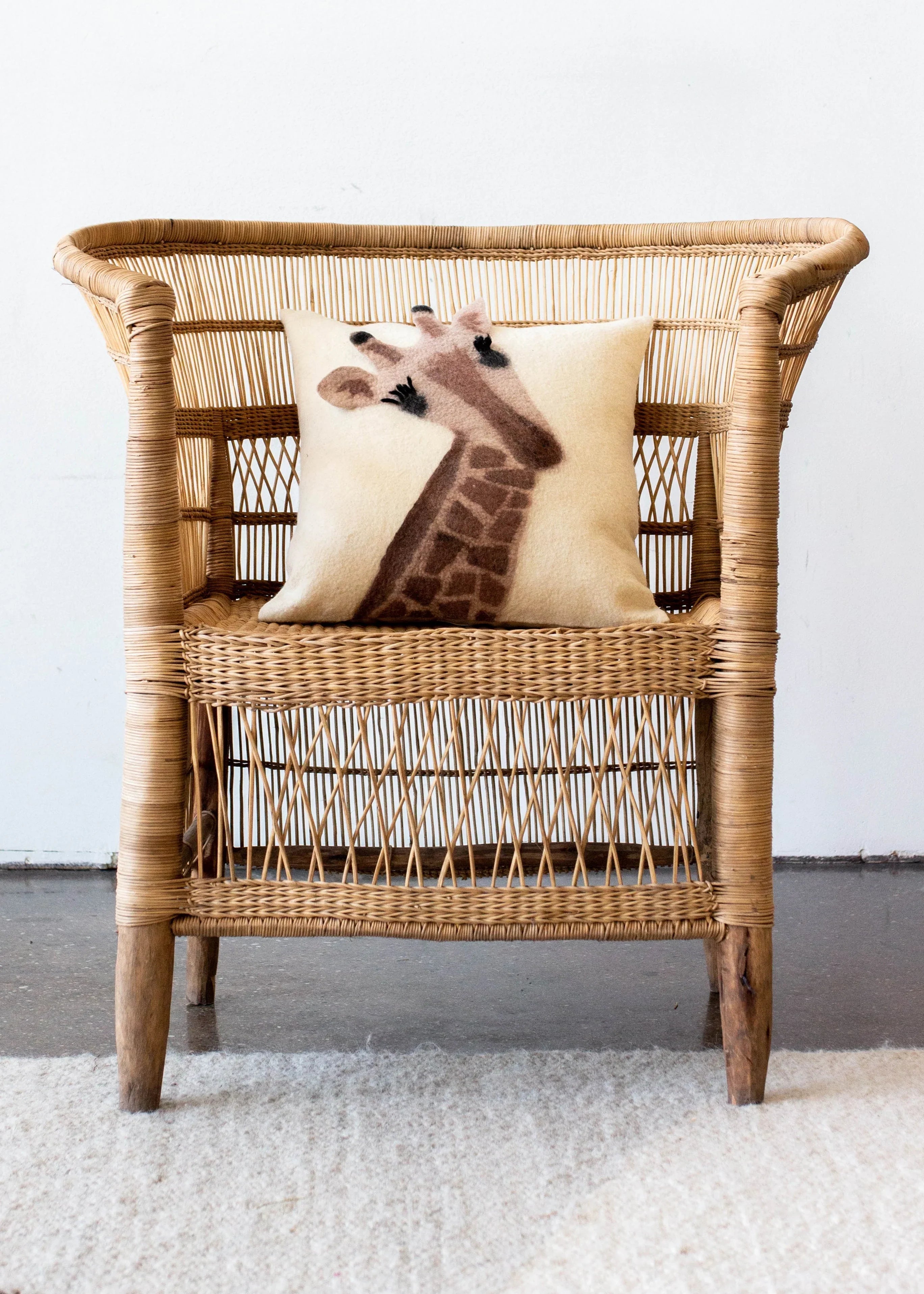 Animal Jungle Giraffe Wool Throw Pillow, front view - House Of Avana
