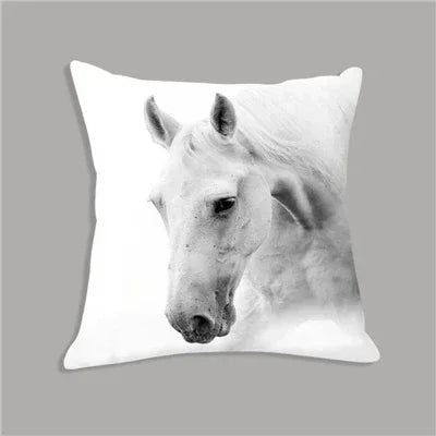 Animal White Horse Seat Cushion Plush Pillowcase Throw Pillow 45x45cm Decorative Cushion No Filler for... - House Of Avana