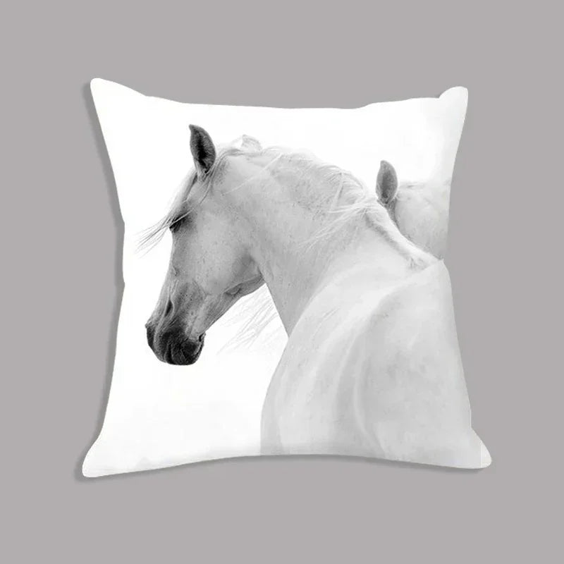Animal White Horse Seat Cushion Plush Pillowcase Throw Pillow 45x45cm Decorative Cushion No Filler for... - House Of Avana