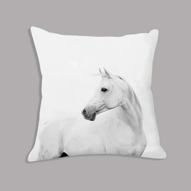 Animal White Horse Seat Cushion Plush Pillowcase Throw Pillow 45x45cm Decorative Cushion No Filler for... - House Of Avana
