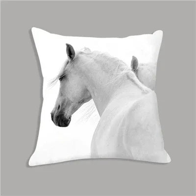 Animal White Horse Seat Cushion Plush Pillowcase Throw Pillow 45x45cm Decorative Cushion No Filler for... - House Of Avana