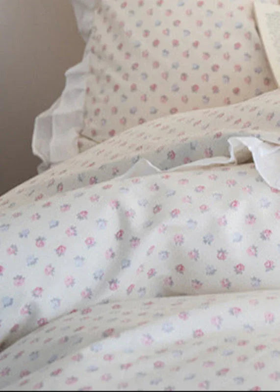 Annie Lace Ruffle Floral Bedding Set / Pink Ever Lasting