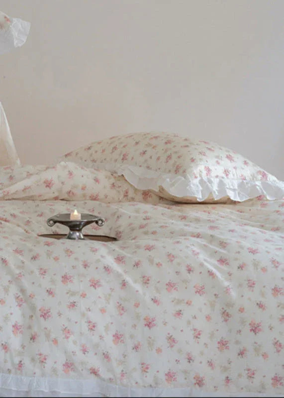 Annie Lace Ruffle Floral Bedding Set / Pink Ever Lasting