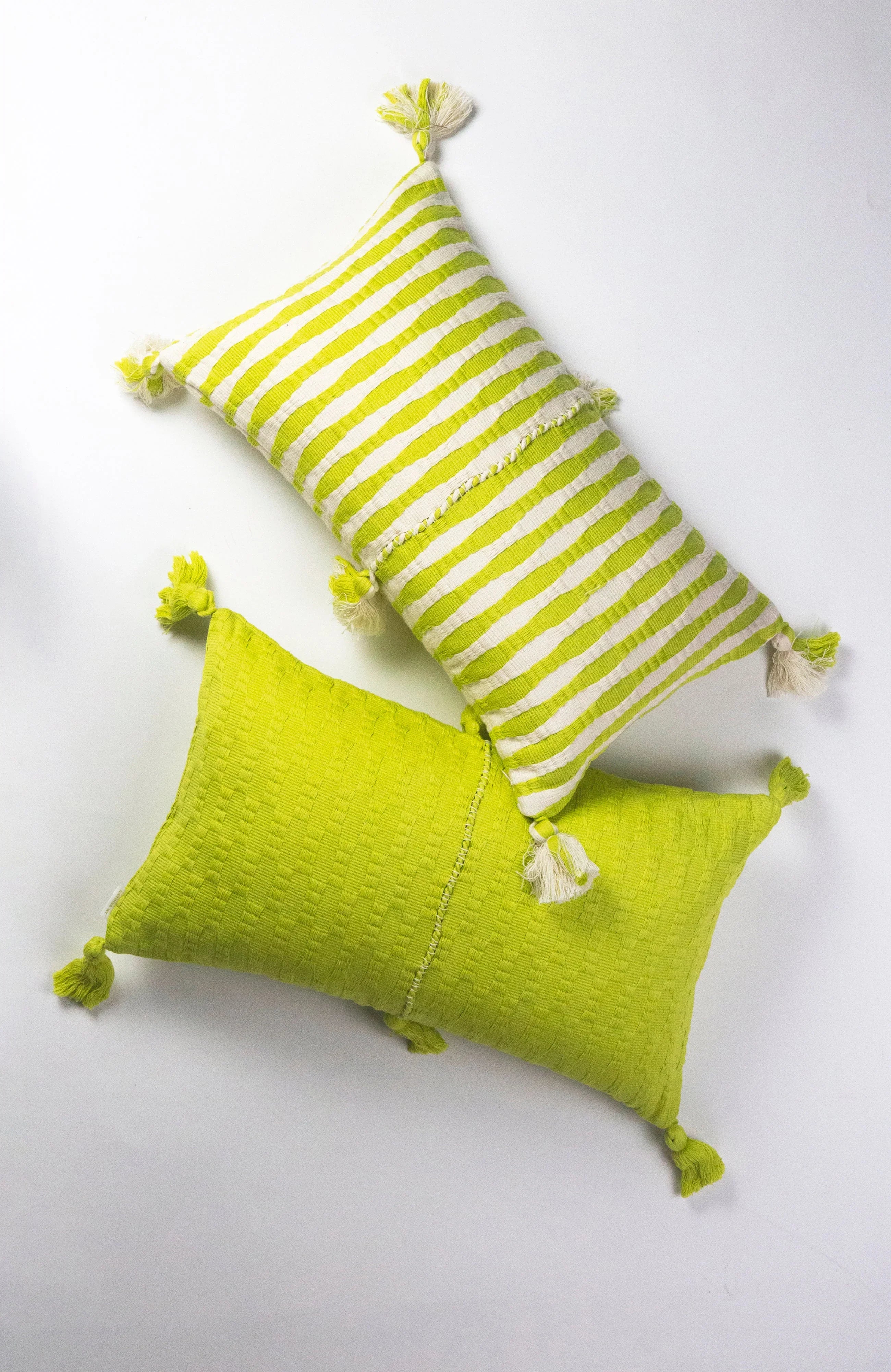 Antigua Pillow - Lemon Lime + Ivory Stripe Archive New York