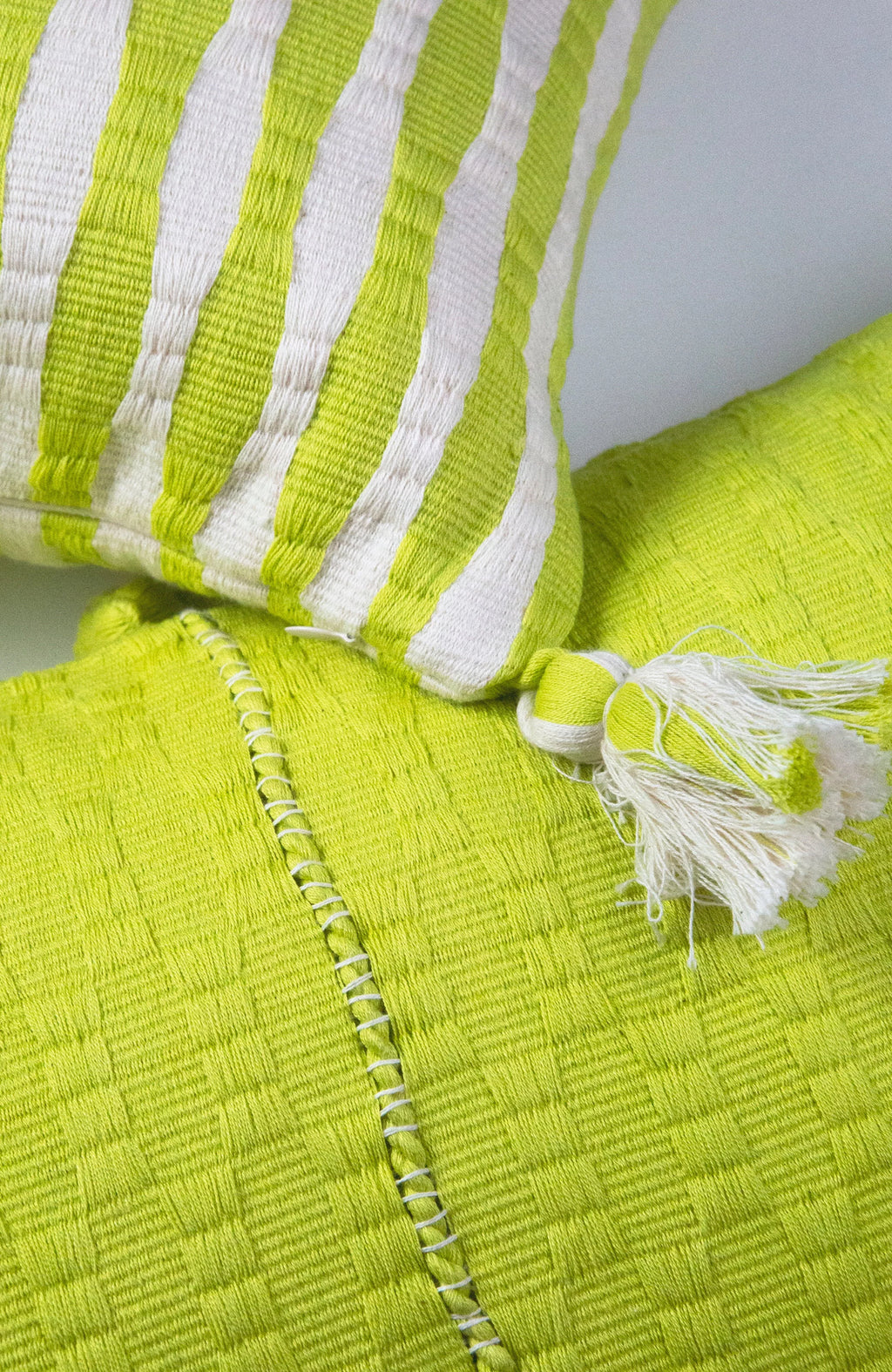 Antigua Pillow - Lemon Lime + Ivory Stripe Archive New York