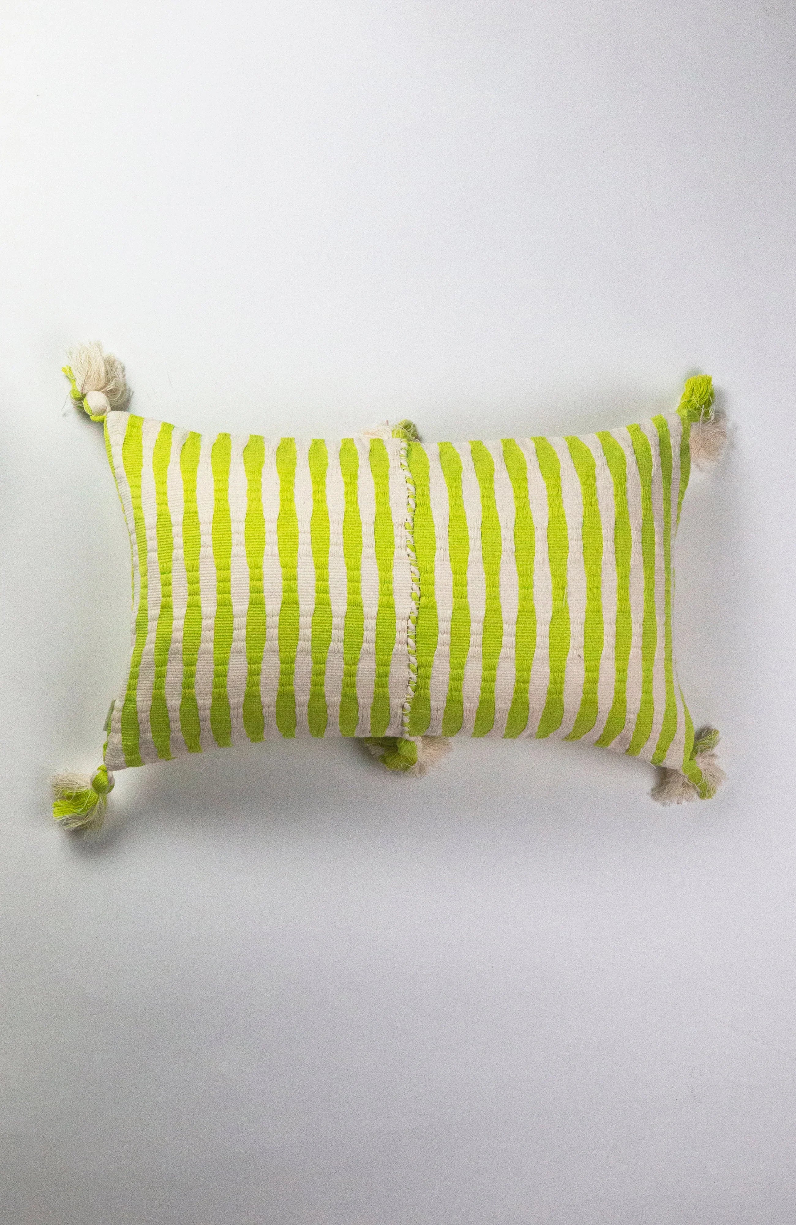 Antigua Pillow - Lemon Lime + Ivory Stripe Archive New York