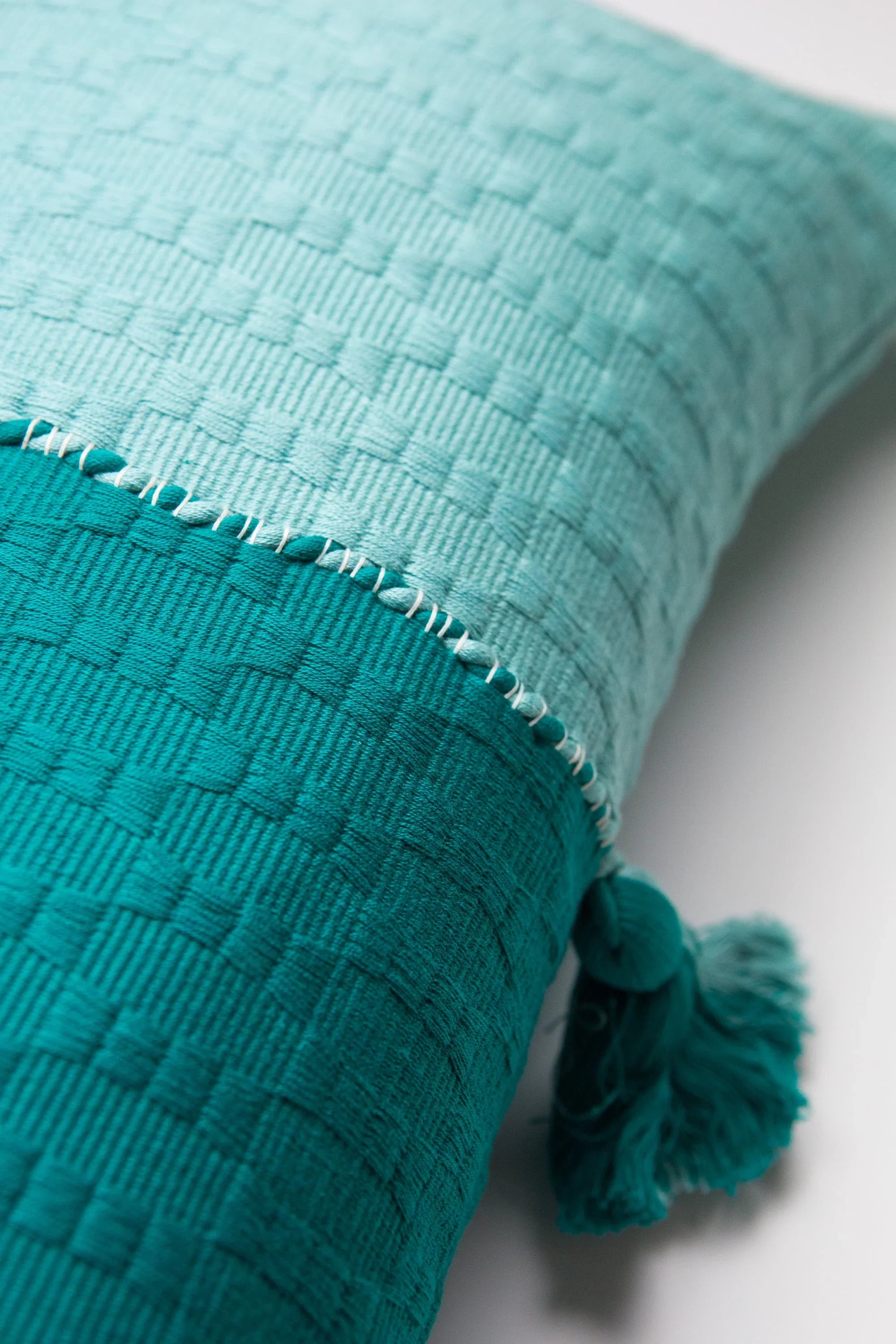 Antigua Pillow - Colorblocked Pink and Orange / Jade Green Archive New York