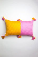 Antigua Pillow - Colorblocked Pink and Orange / Jade Green Archive New York