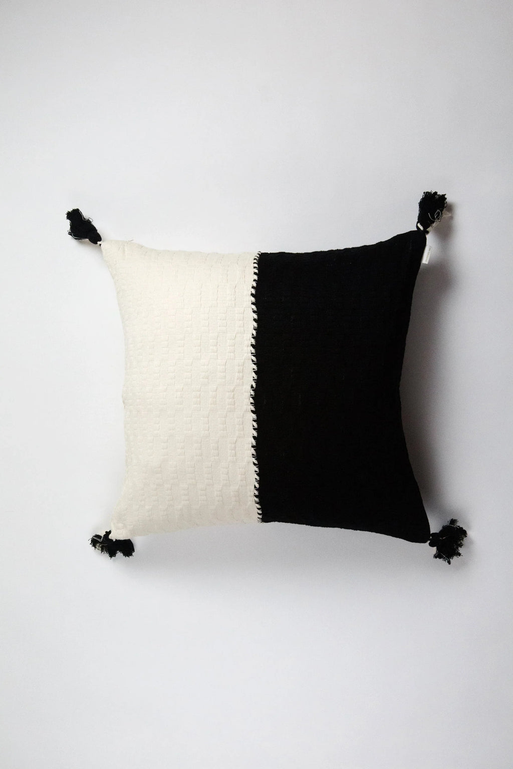 Antigua Pillow - Black &amp; Natural White Colorblocked Archive New York