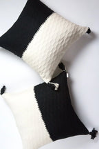 Antigua Pillow - Black &amp; Natural White Colorblocked Archive New York