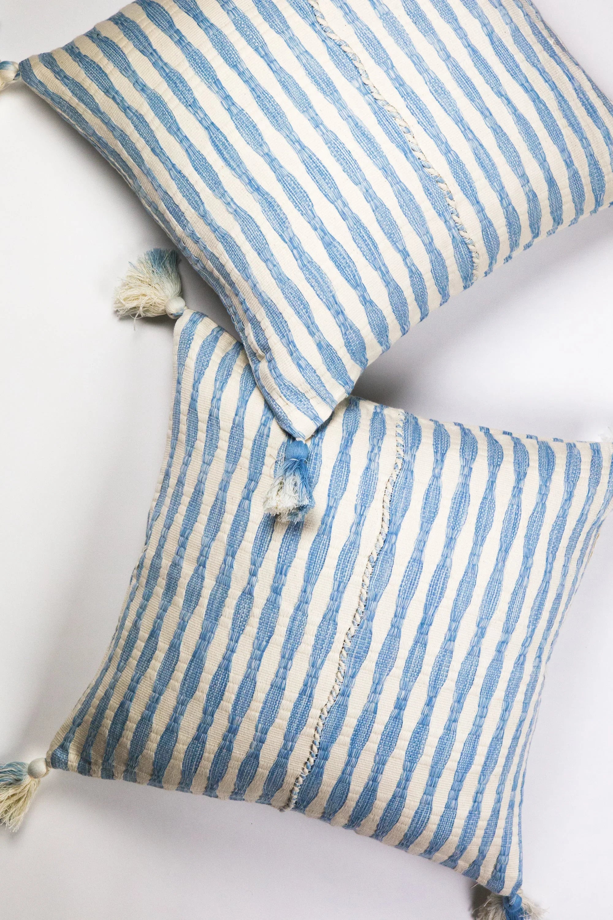 Antigua Pillow- Natural Faded Indigo 20"x20" Archive New York
