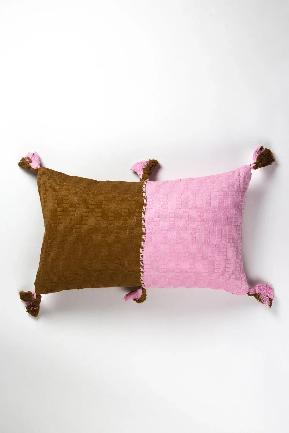 Antigua Pillow - Baby Pink and Umber Colorblocked Archive New York