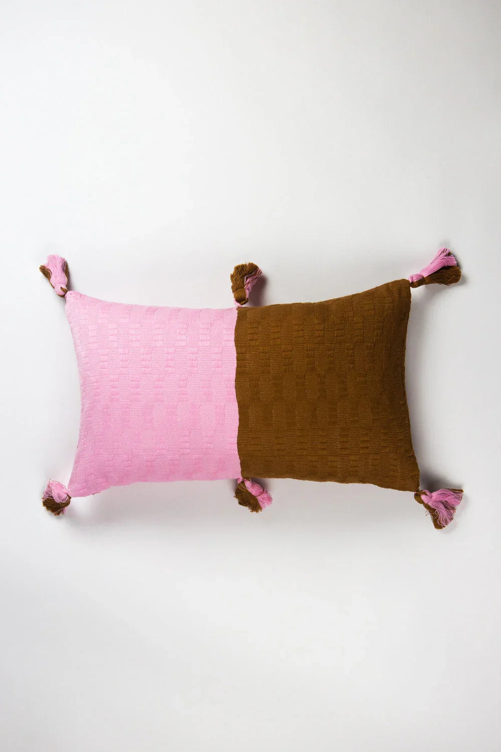 Antigua Pillow - Baby Pink and Umber Colorblocked Archive New York