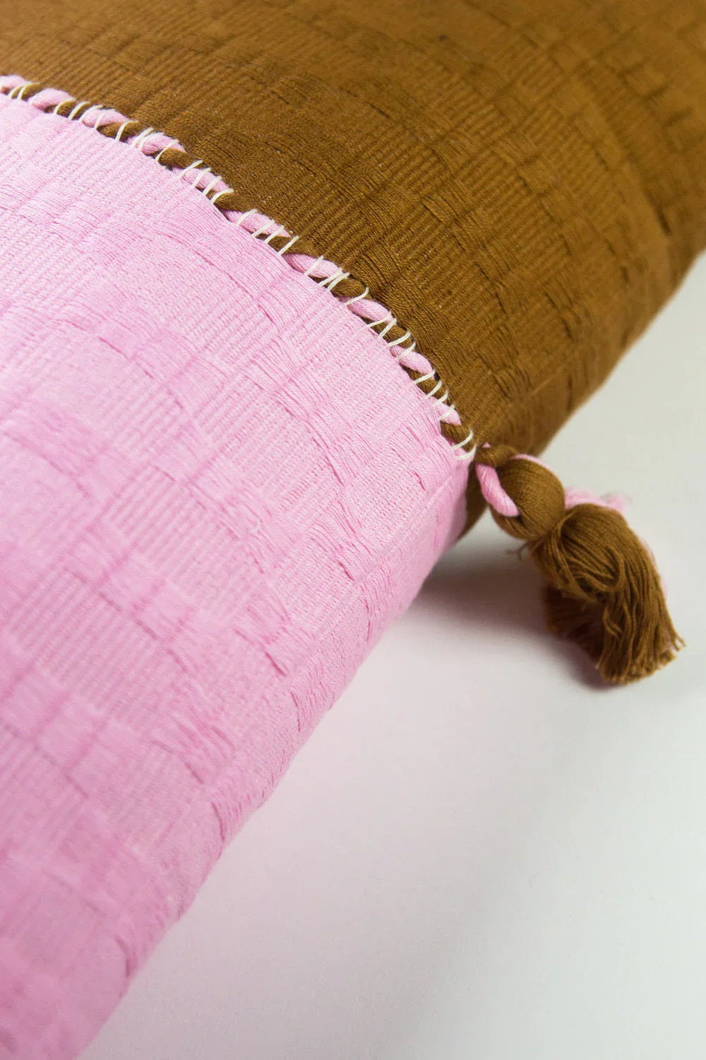 Antigua Pillow - Baby Pink and Umber Colorblocked Archive New York