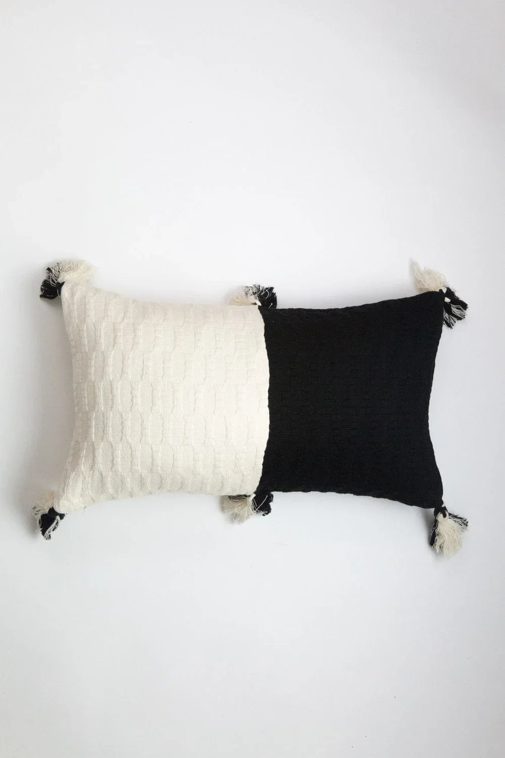 Antigua Pillow - Black &amp; Natural White Colorblocked Archive New York
