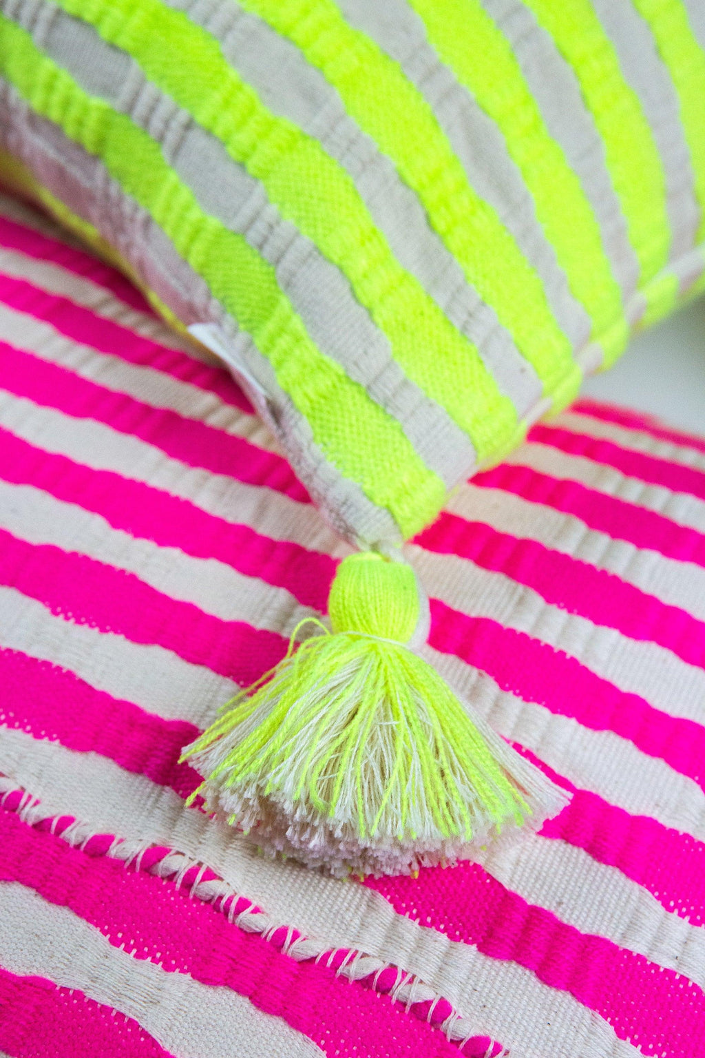 Antigua Pillow - Neon Pink and Yellow Archive New York