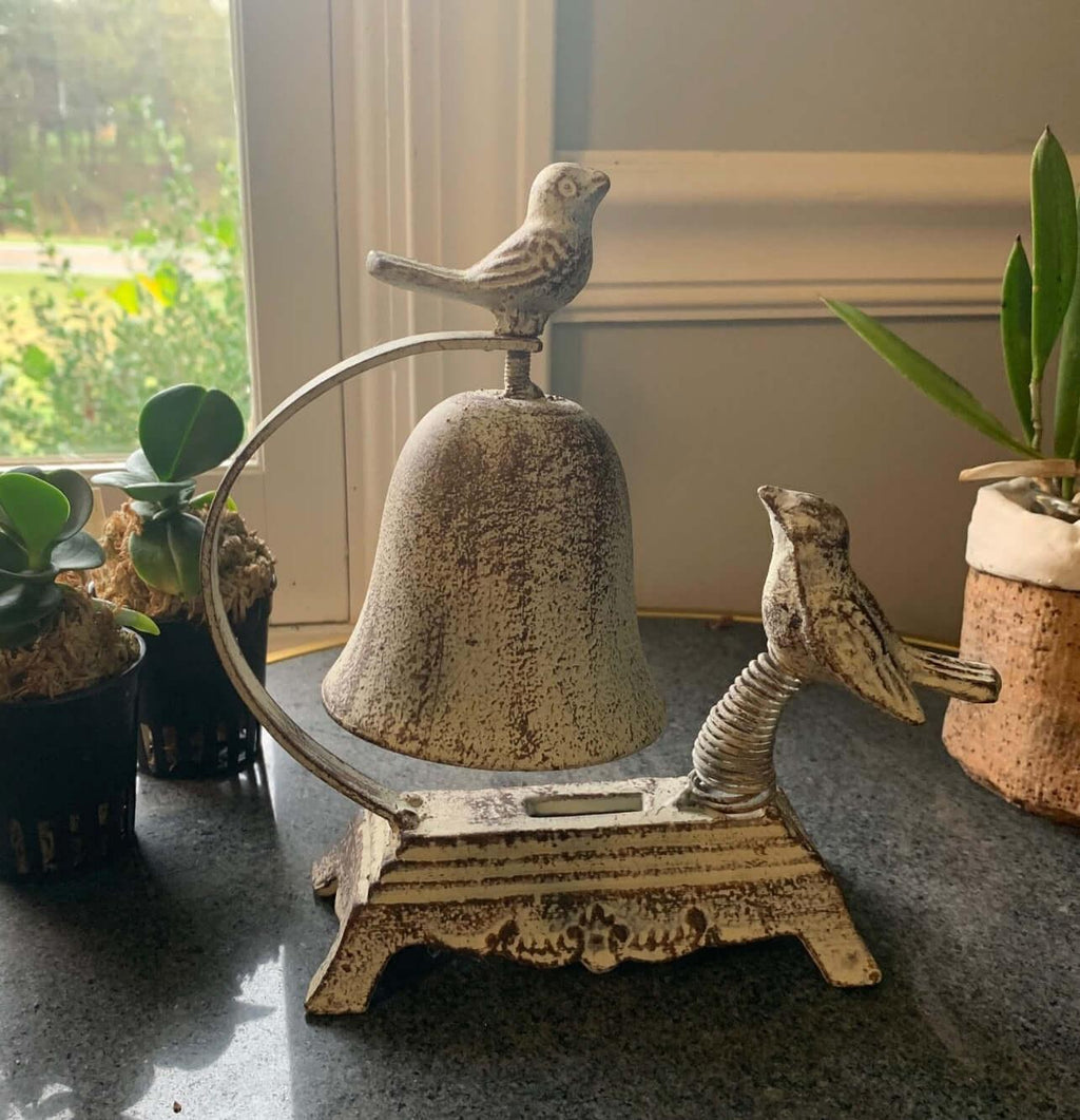 Antique Cast Iron Bird Counter Bell Vintage Shopper