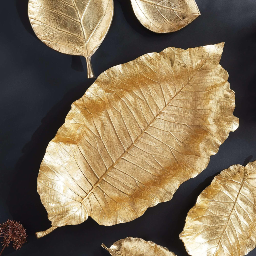 Antique Gold Leaf Shaped Accent Tray Vintage Shopper